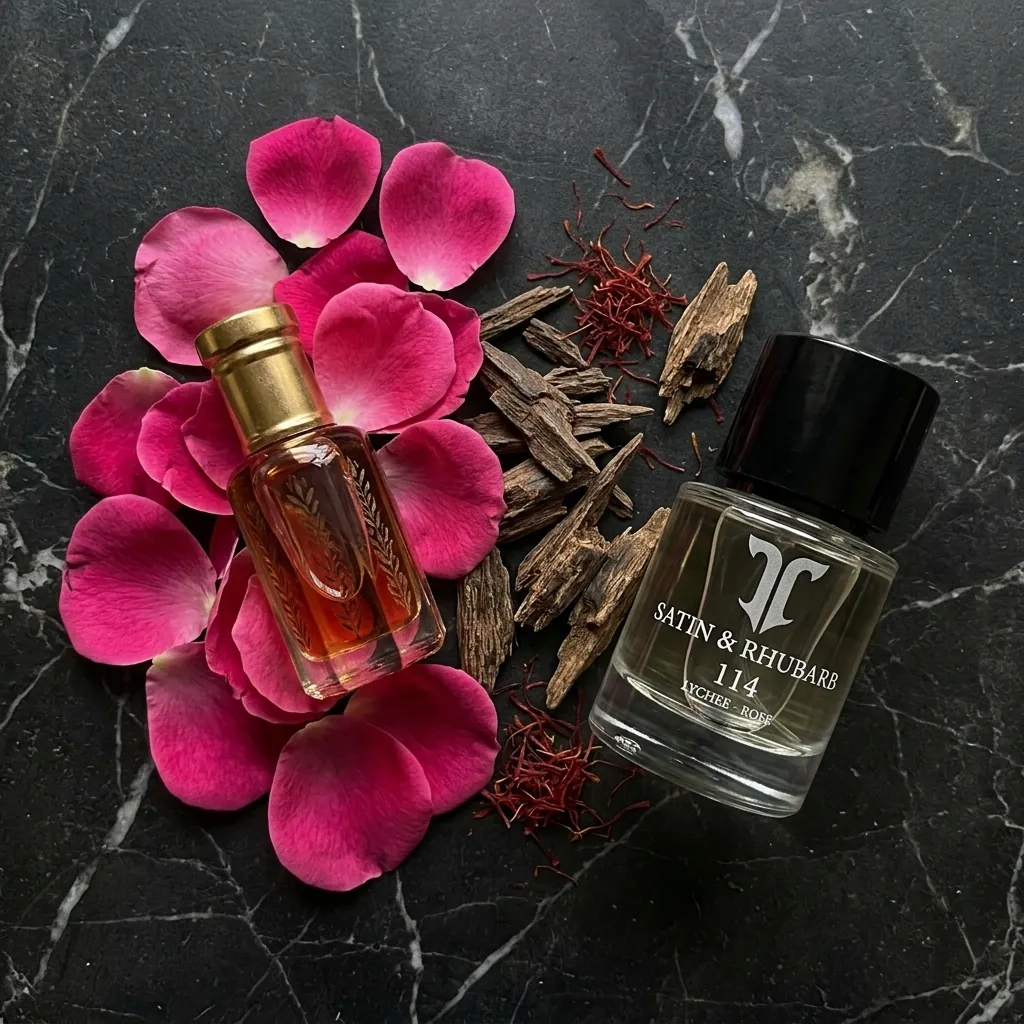 Rose attar and Atelier T perfume paired for layering