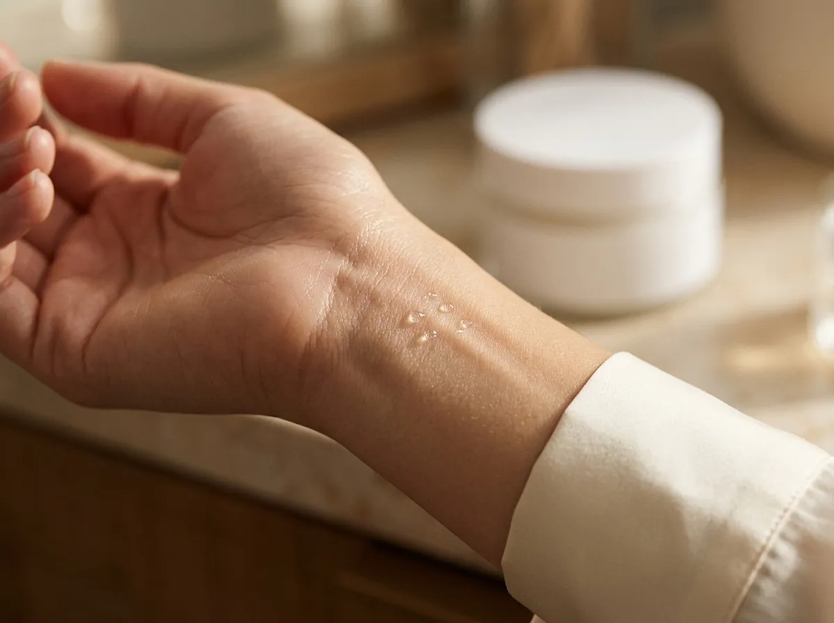 Perfume on moisturised skin, which holds scent longer