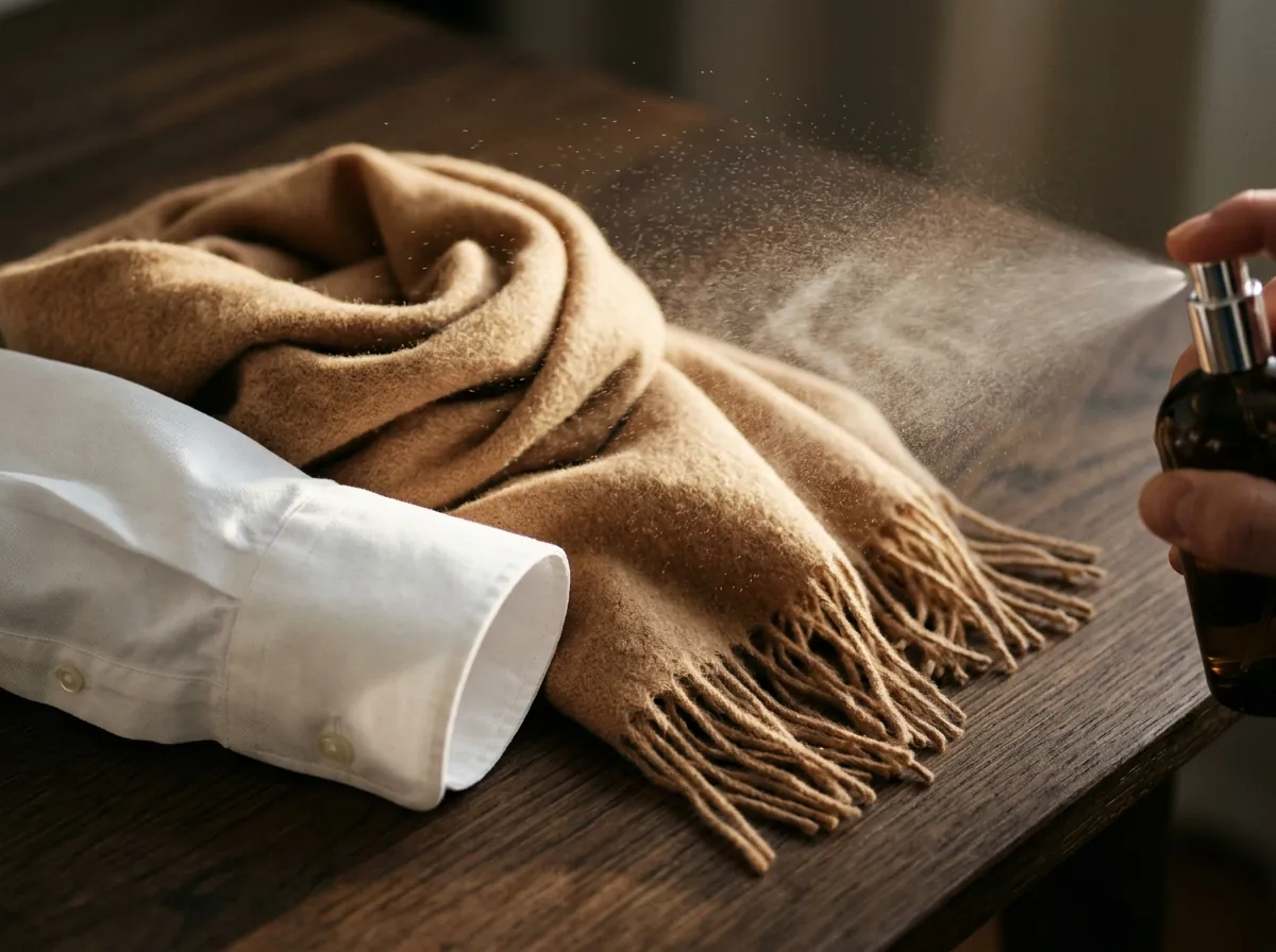 Perfume misted on fabric, where it lasts longer than on skin