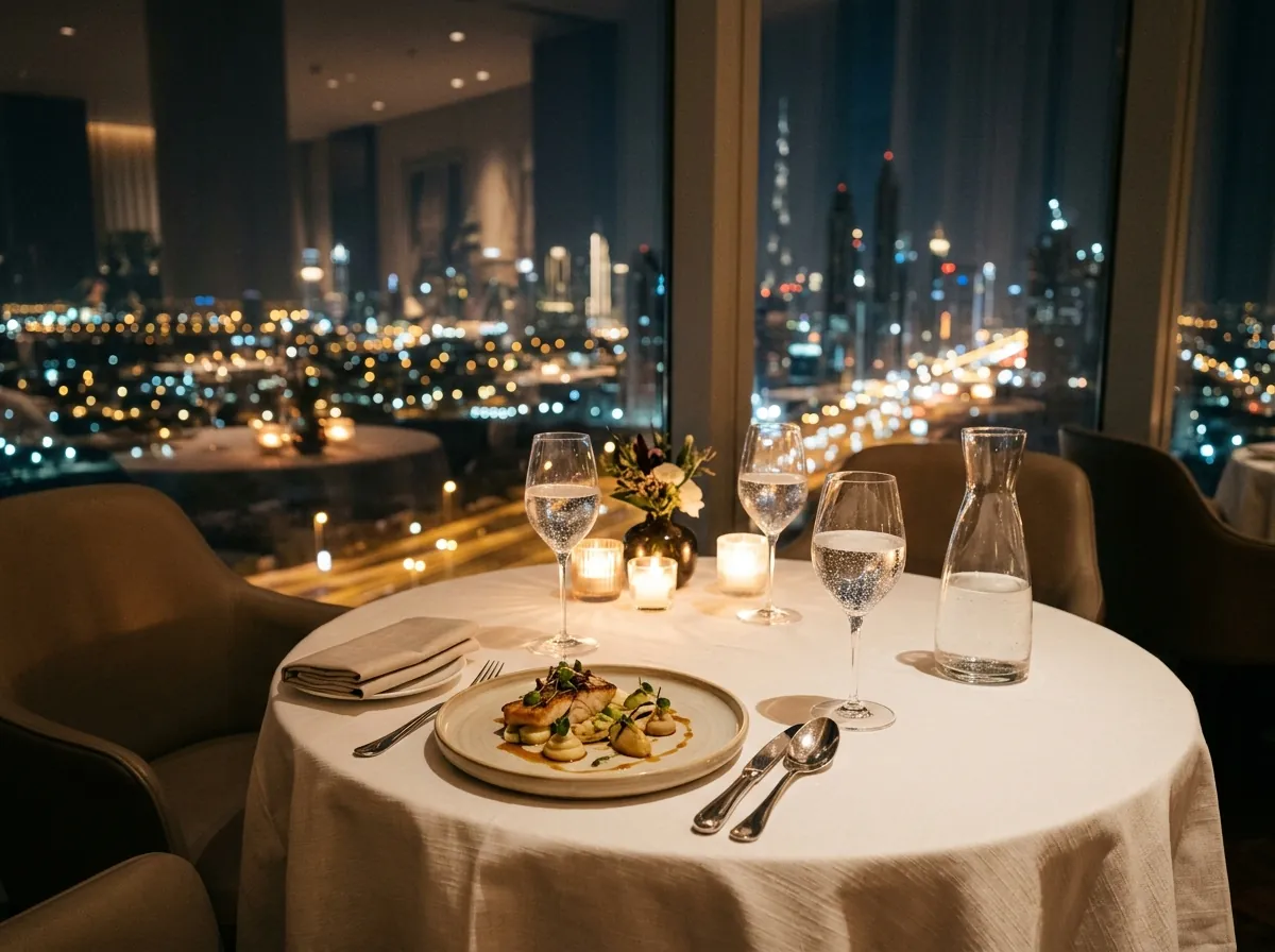 A fine-dining table, where a lighter perfume lets the food shine