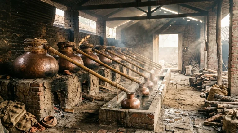 A traditional deg-bhapka attar distillery in Kannauj