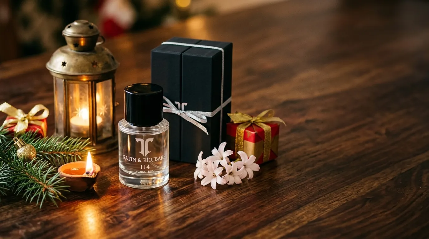 An Atelier T perfume gift surrounded by touches of many festivals