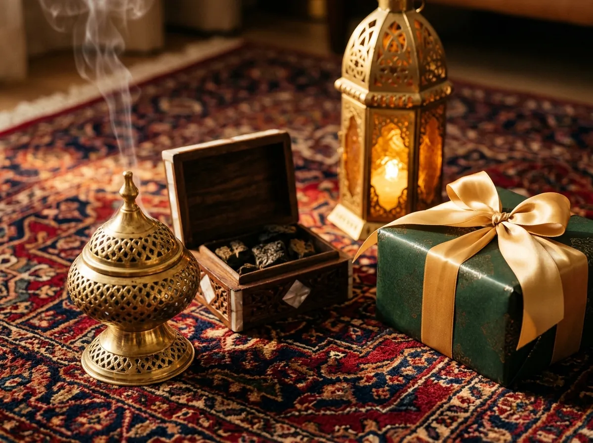 Oud, bukhoor and a wrapped gift for Eid